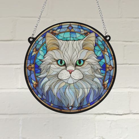 Cat Persian Stained Glass Effect Suncatcher